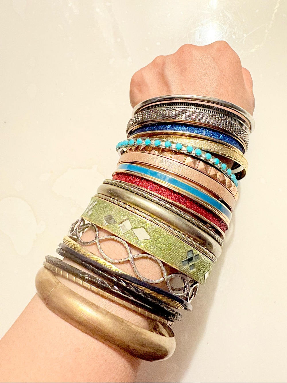 Multicolor Womenβs Bangle Bracelet Set of 19pc with Turquoise Accents